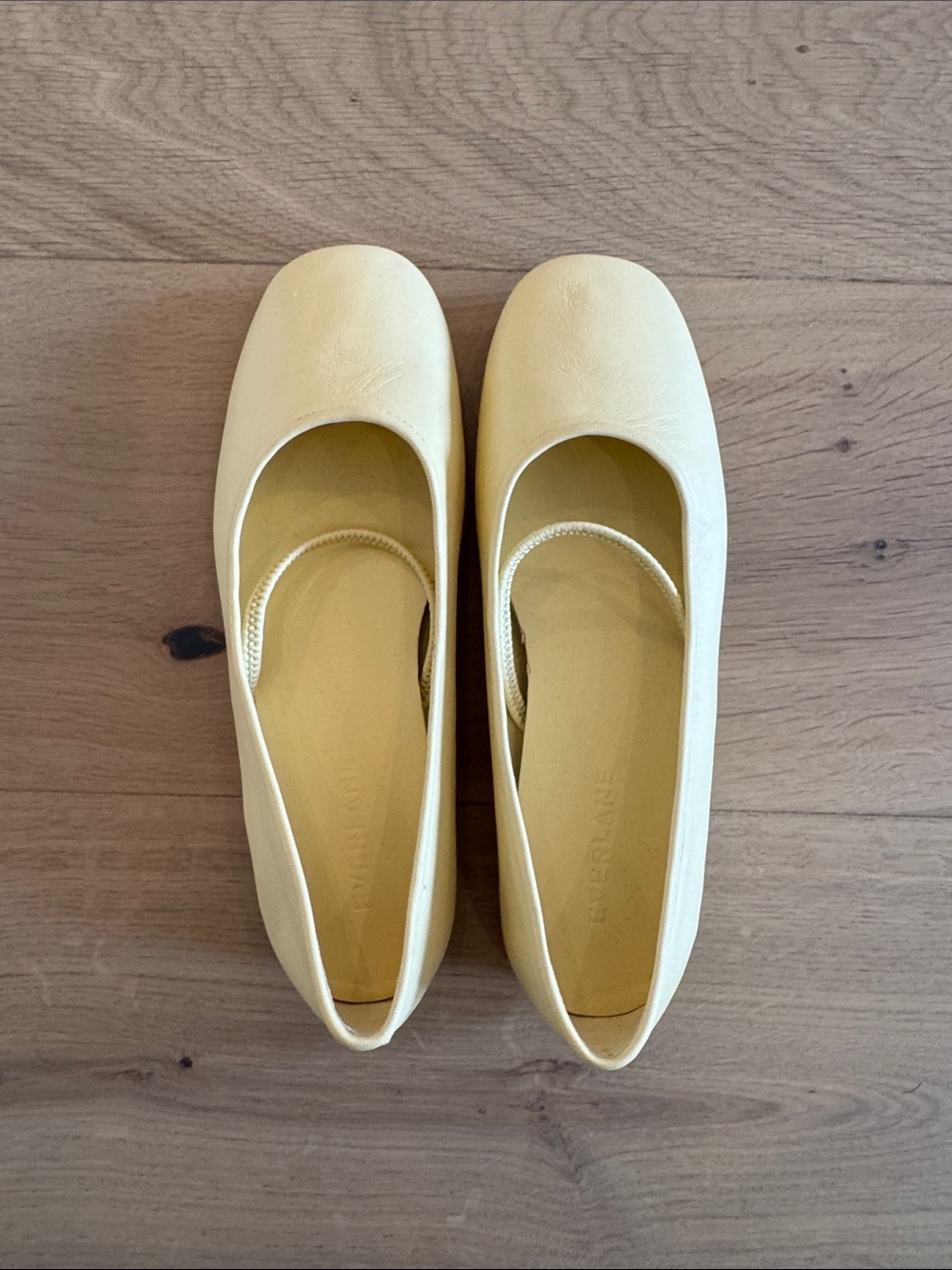 Everlane Yellow Square-Toe Leather Flats